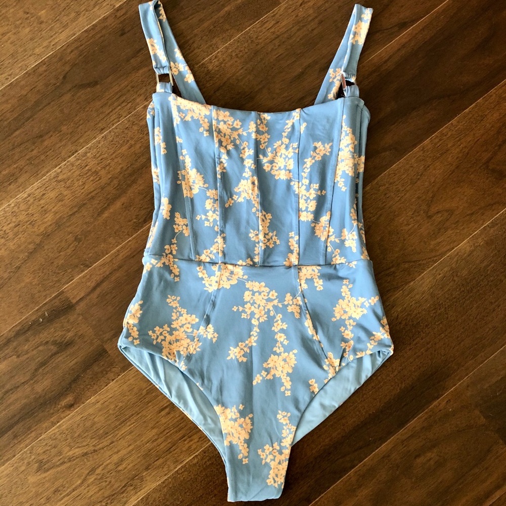 Revel Rey Blue Botanical Hunter One-Piece Swimsuit - Picture 9 of 16